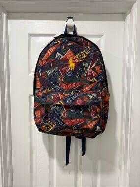 Polo Ralph Lauren Backpack College Pennant All Over Print RL Mens Bag One Size